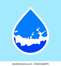 Water drop icon , milk wave symbol, can be used for logo or brand name or package design, vector illustration.