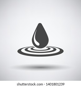 Icono de caída de agua sobre fondo gris con sombra redonda. Ilustración vectorial.