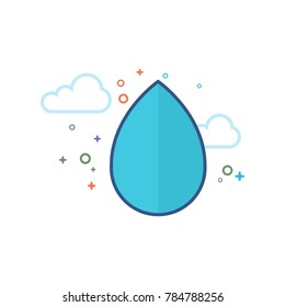 Water drop icon in outlined flat color style. Vector illustration.