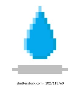 Water drop icon. Pixel 8 bit style