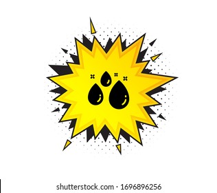 Icono de gota de agua. Burbuja del discurso de cita. Limpie el letrero de aqua. Símbolo líquido. Marcas de cotización. Clásico icono de gota de agua. Vector