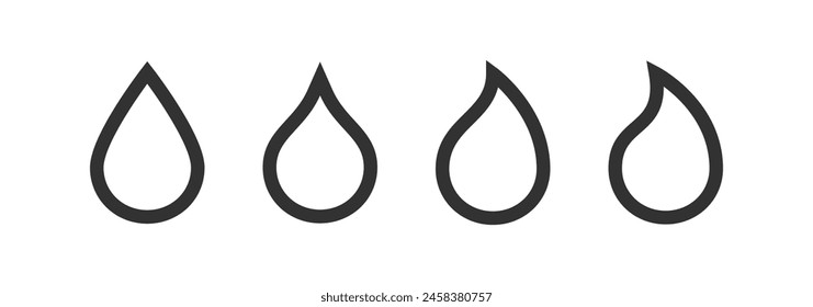 Water drop icon. Rain dripped. Liquid droplet. Oil falling.