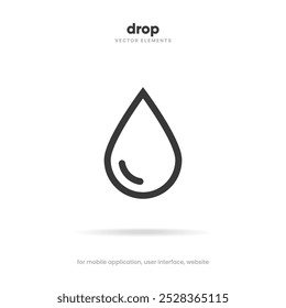 Wassertropfen-Symbol. Wasser- oder Regentropfen-Symbol. Blut- oder Öltropfenzeichen. Vektorgrafik eps10.