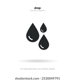 Icono de gota de agua. Símbolo de gotas de agua o lluvia. Signo de caída de sangre o aceite. Ilustración vectorial eps10.