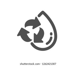 Water drop icon. Recycle clean aqua sign. Refill liquid symbol. Quality design element. Classic style icon. Vector