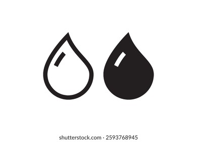 Water Drop Icon Set in Black and White Vector