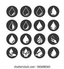 water drop icon set in circle button