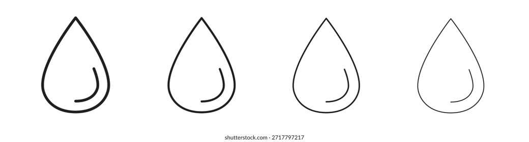 Conjunto de iconos de gota de agua. Una colección de simples iconos negros de trazos finos