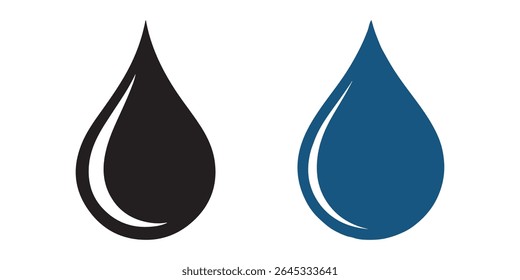 Water Drop Icon Set Design Isolated On White Background.
