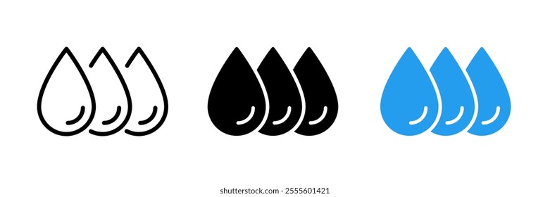 Water drop icon set. Water drops silhouette collection.Raindrop, oil symbol. Vector icons