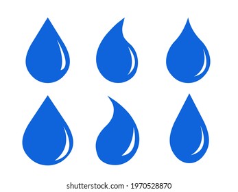 water drop icon set. Flat droplet logo collection
