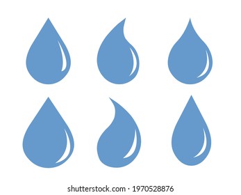 water drop icon set. Flat droplet logo collection