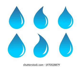 water drop icon set. Flat droplet logo collection