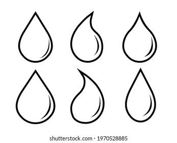 water drop icon set. Flat droplet logo collection