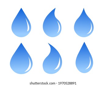water drop icon set. Flat droplet logo collection
