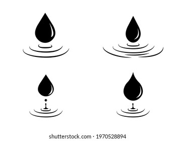 water drop icon set. Flat droplet logo collection