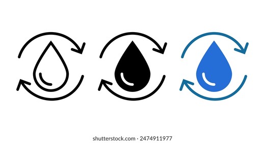Water drop icon set. flat illustration of vector icon