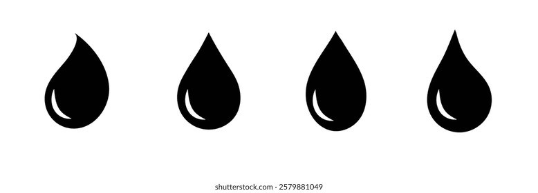 Water drop icon set. Flat droplet logo shapes collection on white background . Vector Illustration.