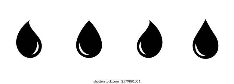 Water drop icon set. Flat droplet logo shapes collection on white background . Vector Illustration.