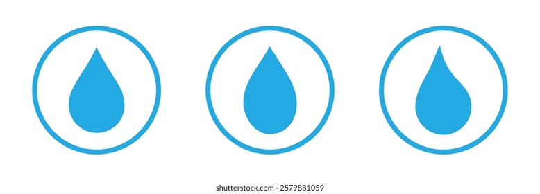 Water drop icon set. Flat droplet logo shapes collection on white background . Vector Illustration.