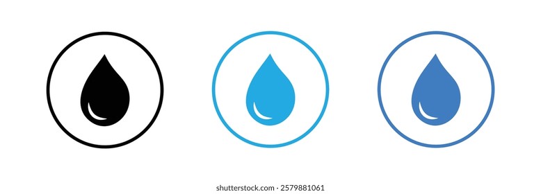Water drop icon set. Flat droplet logo shapes collection on white background . Vector Illustration.