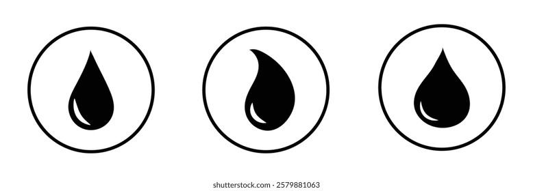 Water drop icon set. Flat droplet logo shapes collection on white background . Vector Illustration.