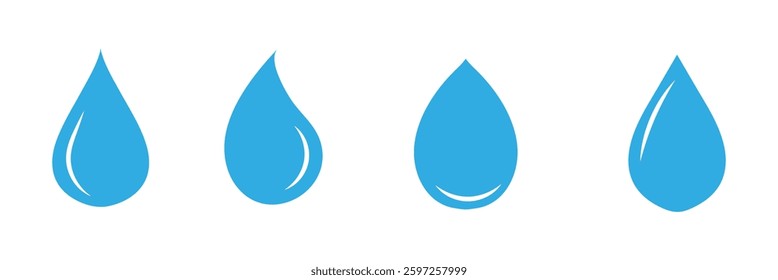 Water drop icon set. flat droplet logo shapes collection on white background . vector illustration.