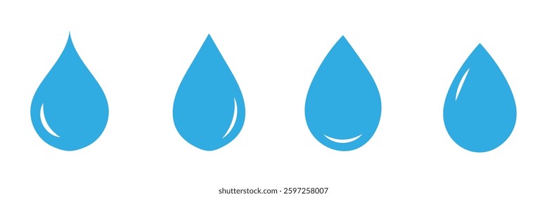 Water drop icon set. flat droplet logo shapes collection on white background . vector illustration.
