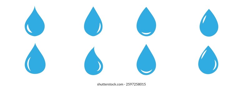 Water drop icon set. flat droplet logo shapes collection on white background . vector illustration.