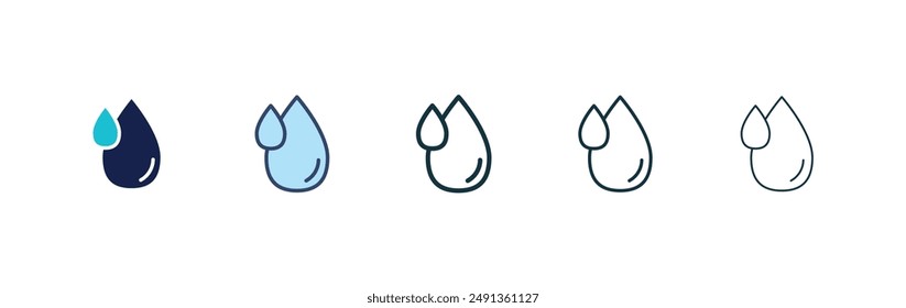 Water drop icon set on white background