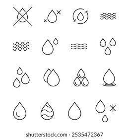 water drop icon set outline vector design isolated background