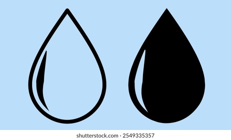 blaues und schwarzes Regentropfen-Symbol auf blauem Hintergrund