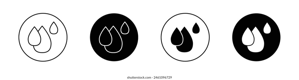 Conjunto de iconos de gotas de agua. símbolo de gotas de agua. símbolo de Vector de gota de sangre, lágrima o aceite. símbolo de gota de pintura o leche. icono de gota de agua en estilo negro relleno y perfilado.