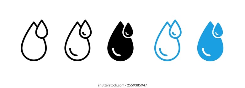 Water drop icon set. Raindrop silhouette collection. Vector icons