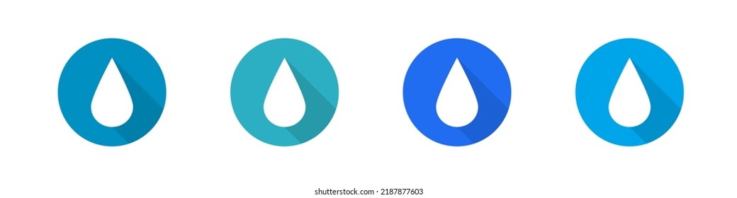 Water drop icon set with shadow. Vector.