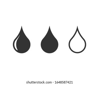 Juego de iconos de caída de agua. Sencillo símbolo de lluvia. Señal de filtración. Logo de Aqua. Silueta negra aislada sobre fondo blanco. Imagen de ilustración vectorial.