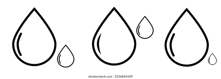 Water drop icon set. water icon symbol silhouette. Various shapes of water drops, water and rain simple icon. vector illustration eps 10.