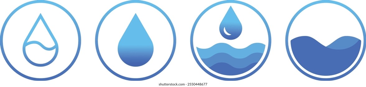 Conjunto de iconos de gota de agua. Gota de agua. Ilustración vectorial	