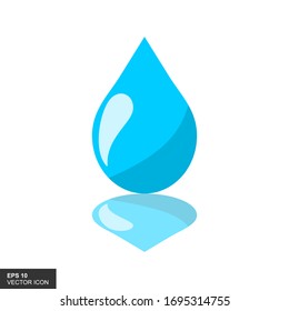 Water drop icon with shadow, vector illustration with a flat design style.