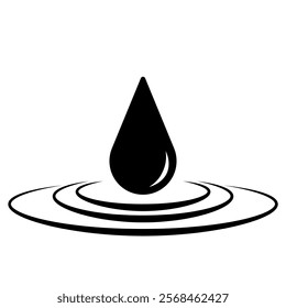 water drop icon, simple flat style, pictogram logo sign symbol vector illustration, isolated on white for mobile app