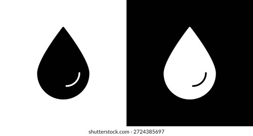 Water drop icon simple flat graphic illustrations. Black and white silhouette vector