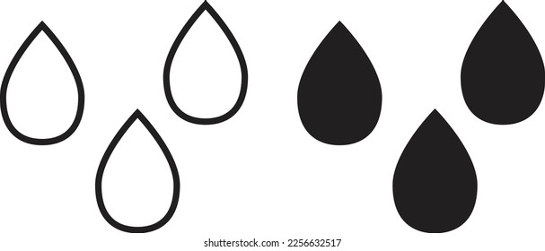 water drop icon simple trendy flat style line and solid Isolated vector illustration on white background. For apps, logo, websites, symbol , UI, UX, graphic and web design. EPS 10.