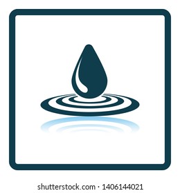 Water Drop Icon. Square Shadow Reflection Design. Vector Illustration.