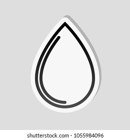 water drop icon. Sticker style with white border and simple shadow on gray background