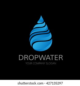 Water drop icon. Stylized vector colorful 3D logo template.