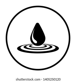Water Drop Icon. Thin Circle Stencil Design. Vector Illustration.