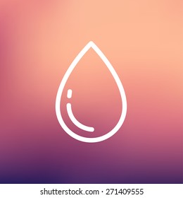 Water drop icon thin line for web and mobile, modern minimalistic flat design. Vector white icon on gradient mesh background.