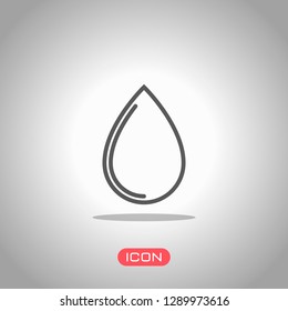 water drop icon. Icon under spotlight. Gray background