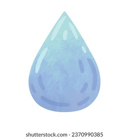 Water drop icon vector illustration, cartoon blue water drops, fresh rain water droplet in doodle style