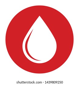 Water drop icon vector isolated on flat red round button illustration